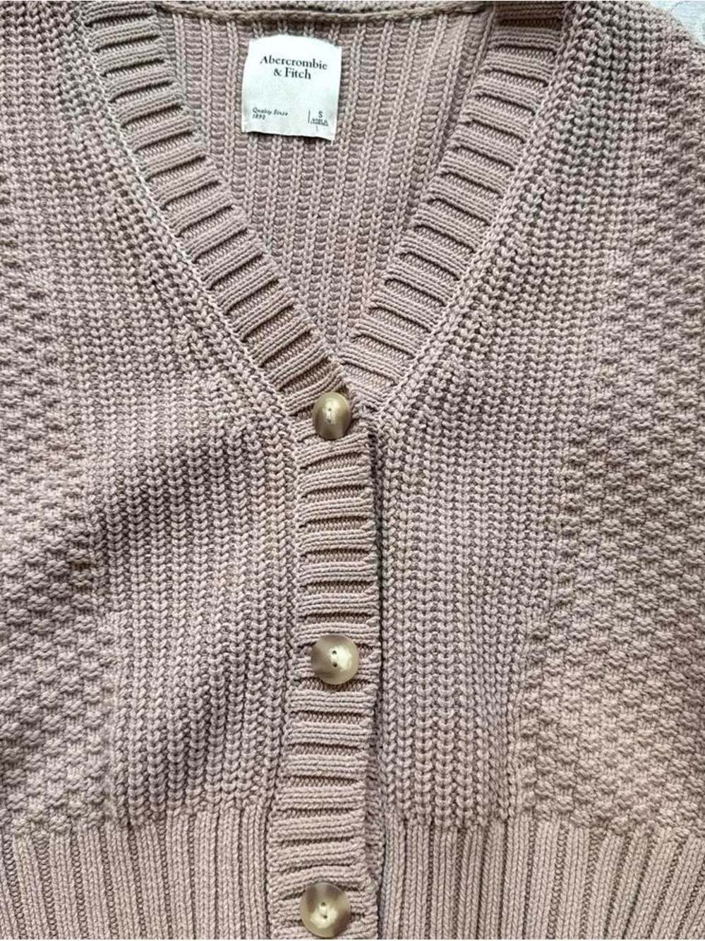Abercrombie & Fitch Women's Taupe Knit Button Cardigan - Picture 3 of 5
